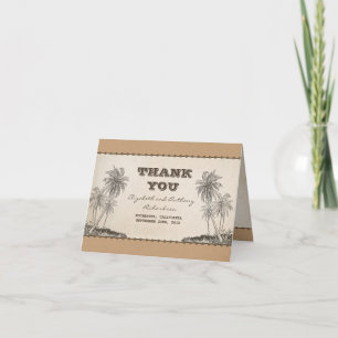palm trees destination wedding thank you card