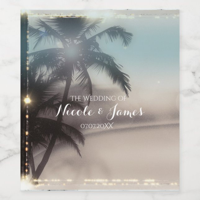 Palm Trees Elegant Tropical Beach Chic Wine Label (Single Label)