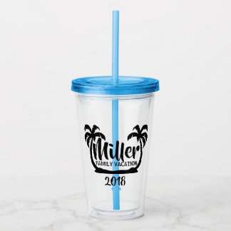 Palm Trees Family Vacation Acrylic Tumbler