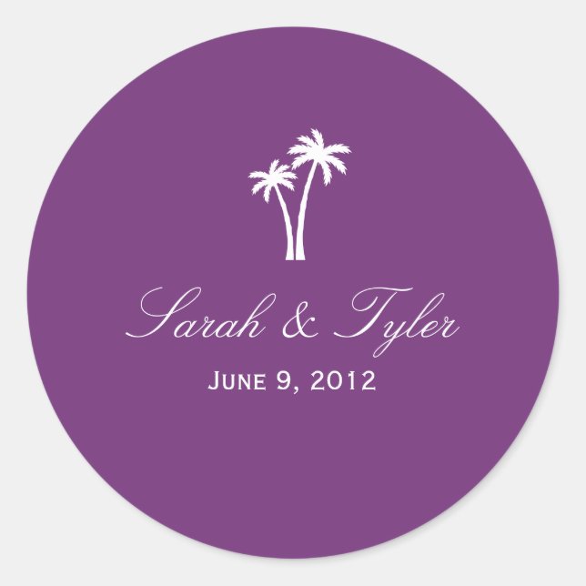 Palm Trees Favour Sticker - Purple (Front)