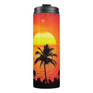 Palm Trees & Fiery Sky Thermal Tumbler