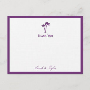 Palm Trees Flat Thank You Card - Purple
