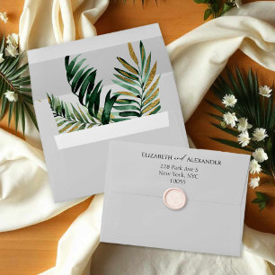 Palm Trees Gilded Liner & Return Address Envelope
