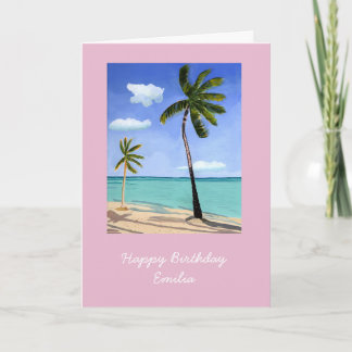 Palm Trees Gouache personalised birthday card 