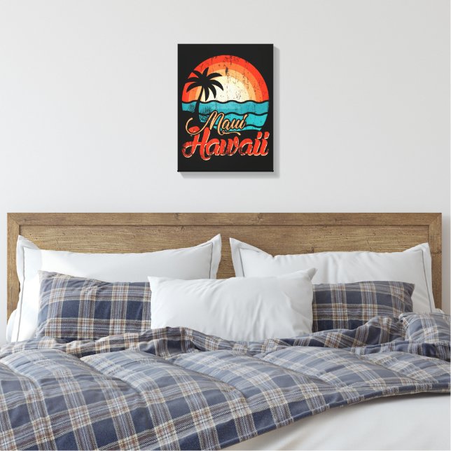 Palm Trees Hawaiian Beach Canvas Print (Insitu(Bedroom))