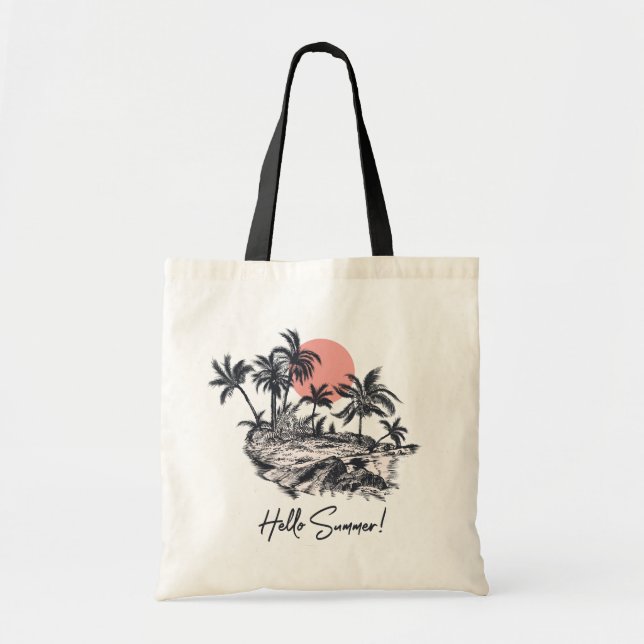 Palm Trees Hello Summer  Tote Bag (Front)
