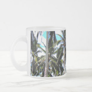 Palm Trees in a Posterised Design Frosted Glass Coffee Mug