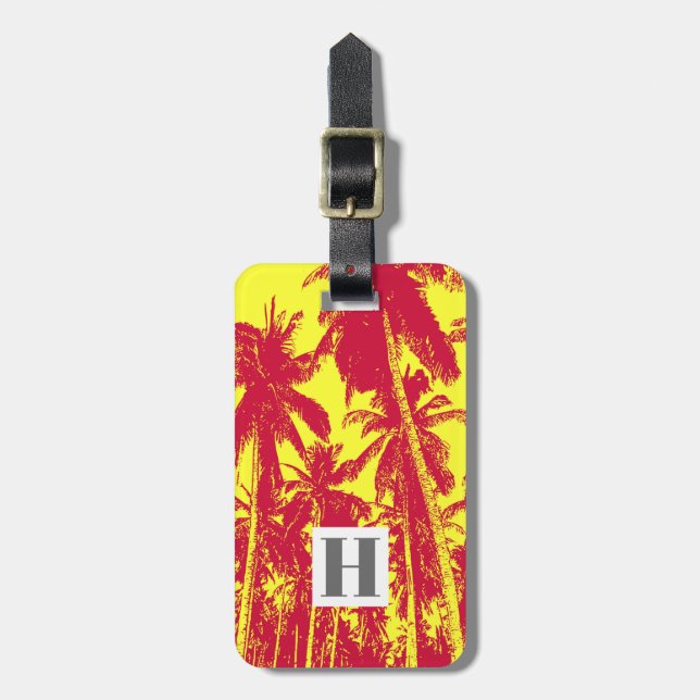 Palm Trees in a Posterised Design Luggage Tag (Front Vertical)