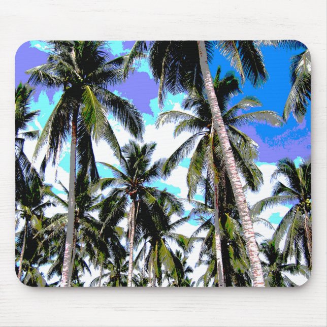 Palm Trees in a Posterised Design Mouse Mat (Front)