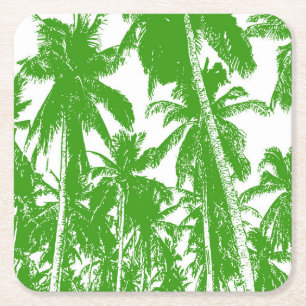Palm Trees in a Posterised Design Square Paper Coaster