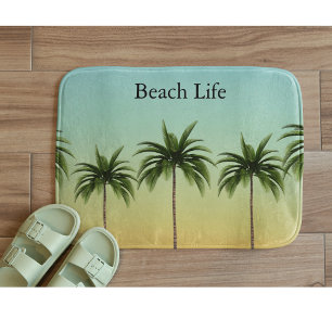 Palm Trees in a Row, beach life               Bath Mat