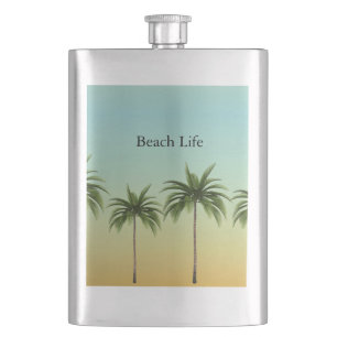 Palm Trees in a Row, beach life               Hip Flask