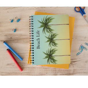 Palm Trees in a Row, beach life               Notebook