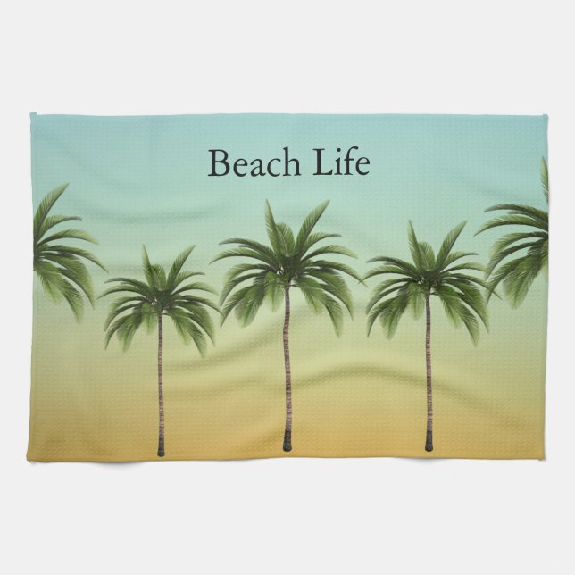 Palm Trees in a Row, beach life               Tea Towel (Horizontal)