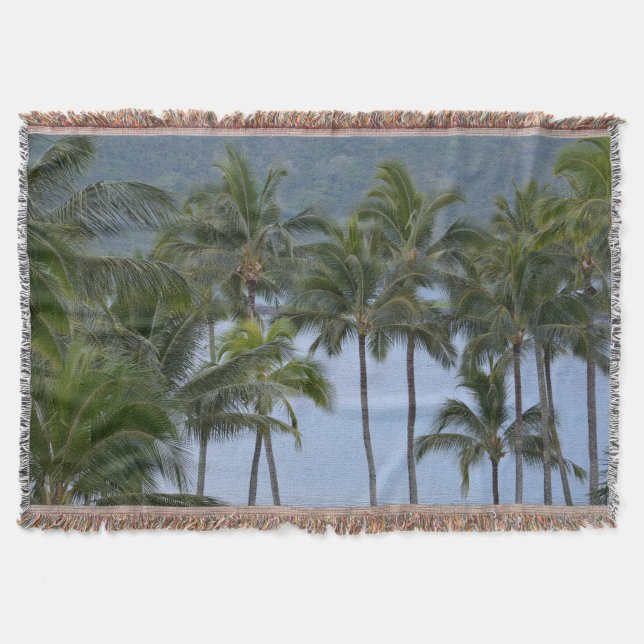 Palm Trees in Hawaii Throw Blanket (Front)