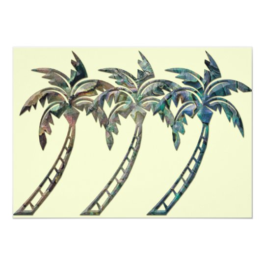 Palm Trees in Paua Shell Textures Card