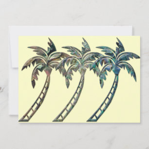 Palm Trees in Paua Shell Textures Invitation