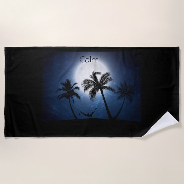 Palm trees in the moonlight beach towel (Front)