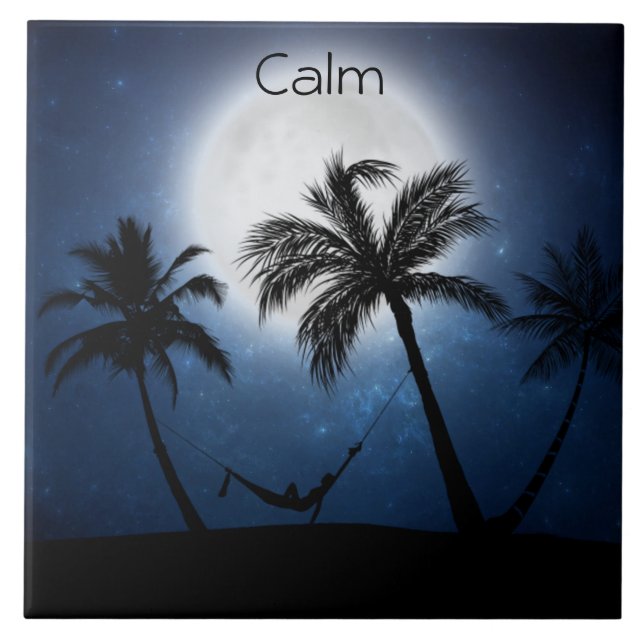Palm trees in the moonlight tile (Front)