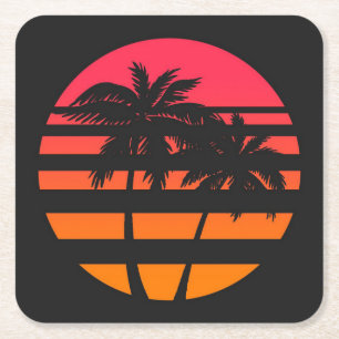 Palm Trees in the Sun Square Paper Coaster