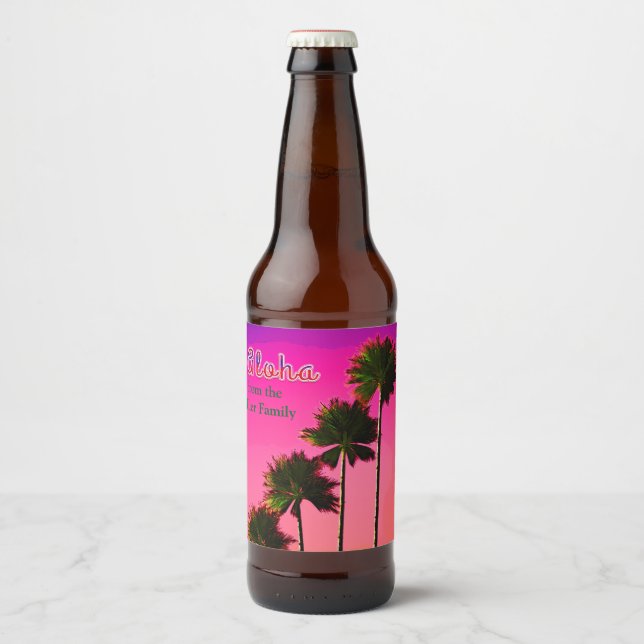 Palm Trees in the Sunset Beer Bottle Label (Front)