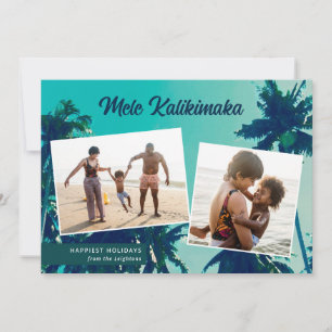 Palm Trees Mele Kalikimaka Two Photo   Holiday Card
