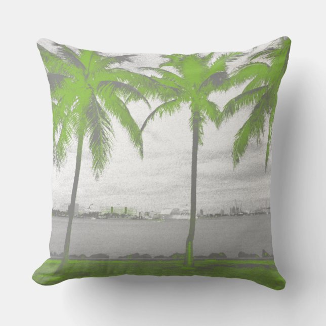 Palm Trees Miami, Florida Green Cushion (Front)