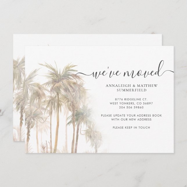 Palm Trees Moving Home Change of Address Announcement (Front/Back)