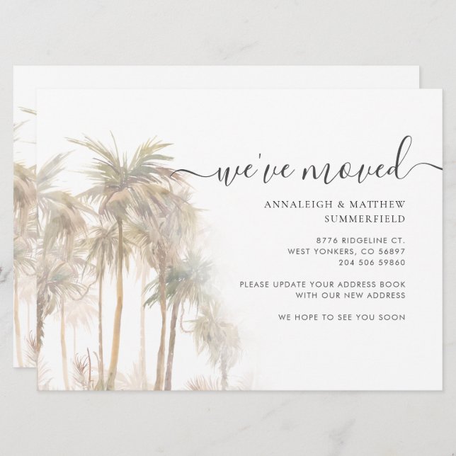 Palm Trees Moving Home We've Moved Watercolor (Front/Back)