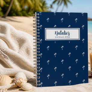 Palm Trees Navy Personalised Journal Notebook