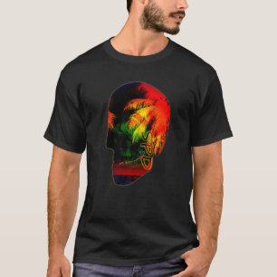 Palm Trees Night Ocean Skull T-Shirt