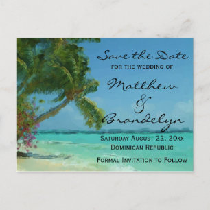 Palm Trees Ocean Save the Date Postcards