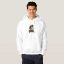 Palm trees ocean waves tattoo art hoodie