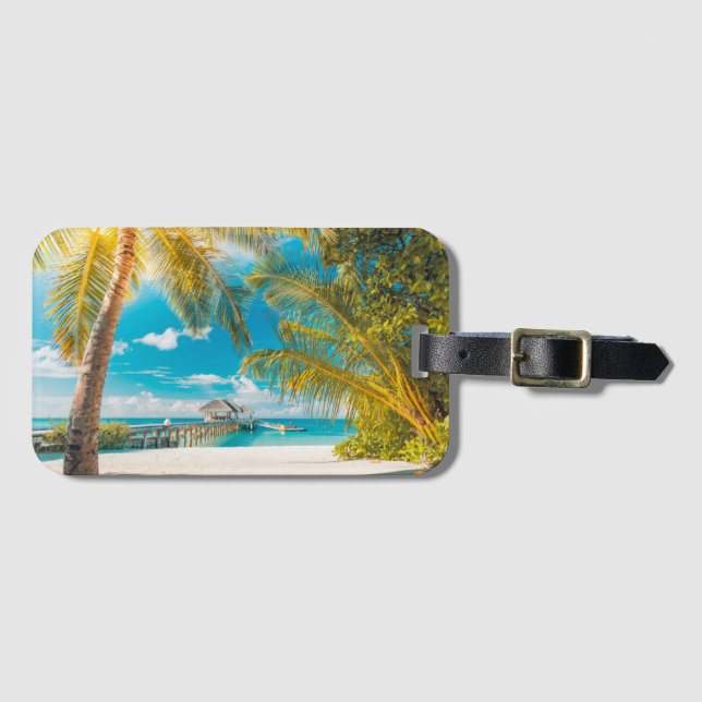 Palm Trees on A Beautiful Sunset Luggage Tag (Front Horizontal)