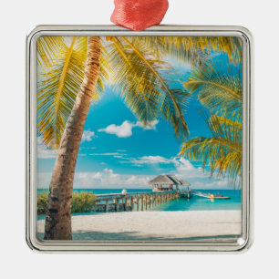 Palm Trees on A Beautiful Sunset Metal Tree Decoration