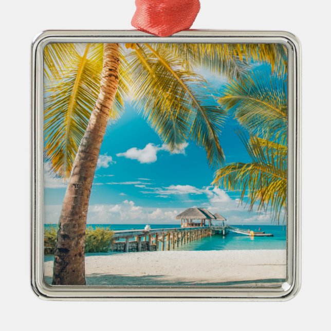 Palm Trees on A Beautiful Sunset Metal Tree Decoration (Front)