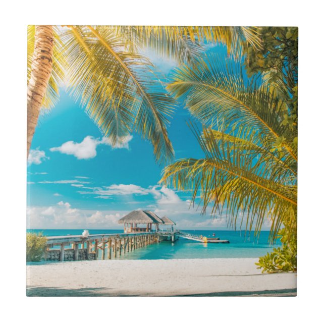 Palm Trees on A Beautiful Sunset Tile (Front)