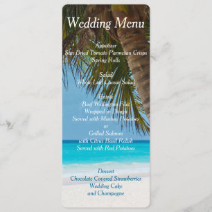 Palm Trees On Beach Wedding Menu Invitations