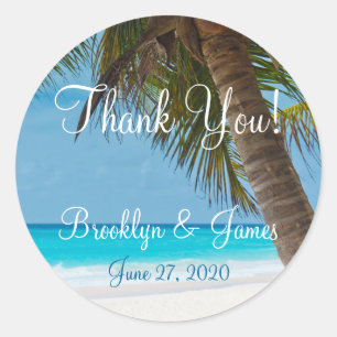 Palm Trees On Beach Wedding Stickers