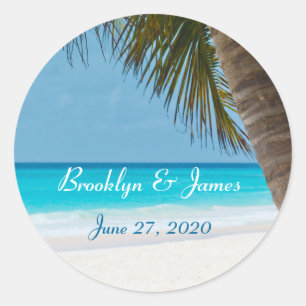 Palm Trees On Beach Wedding Stickers
