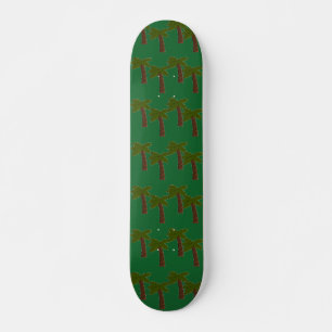 Palm trees on dark green skateboard