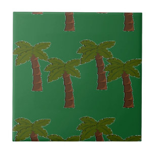 Palm trees on dark green tile