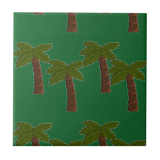 Palm trees on dark green tile (Front)