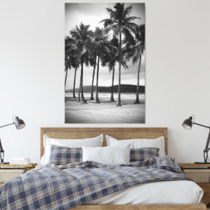 Palm trees on Gonzaga Beach, Santos, Brazil Canvas Print