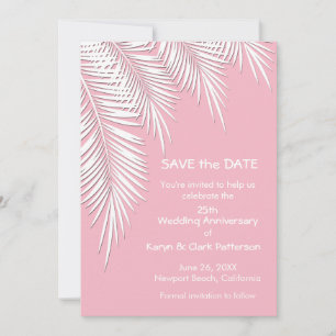 Palm Trees on Pink SAVE THE DATE Cards