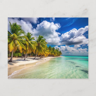 Palm Trees on the Beach of Isla Saona Gift Postcard