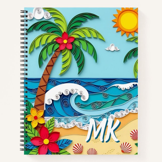 Palm Trees on the Beach Personalised Notebook (Front)