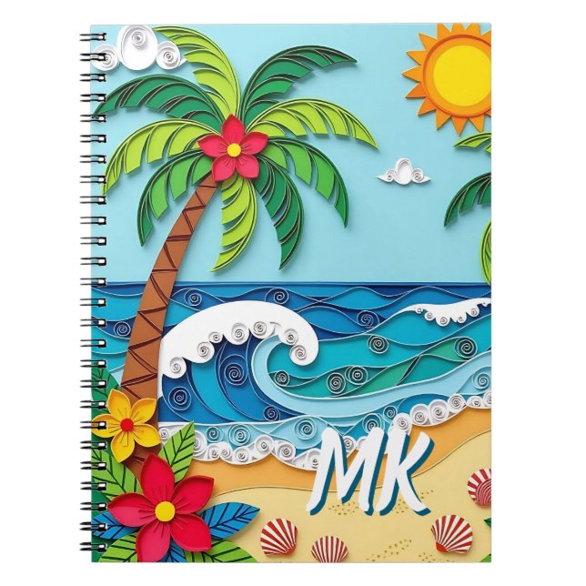 Palm Trees on the Beach Personalised Notebook (Front)