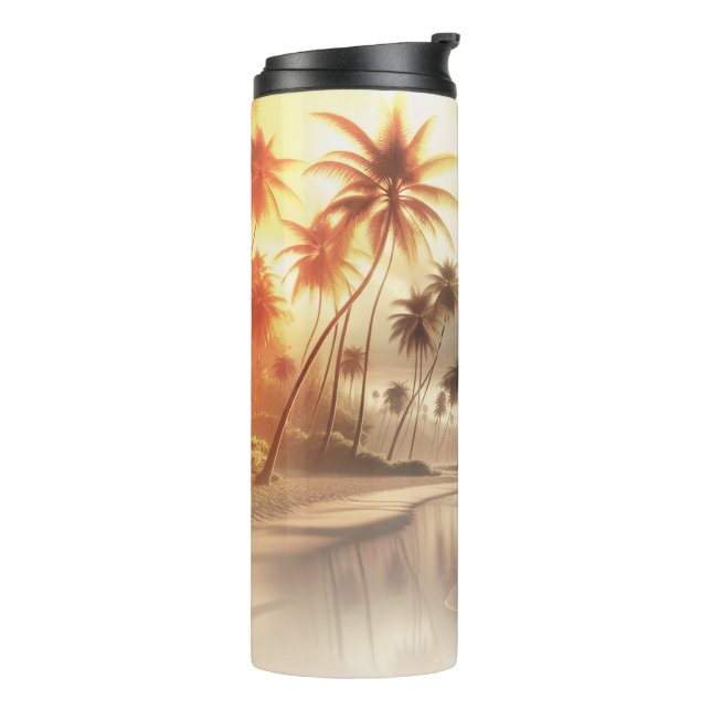 Palm Trees & Orange Sunset Beach  Thermal Tumbler (Rotated Left)