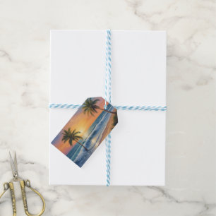 Palm trees overlooking the sea gift tags